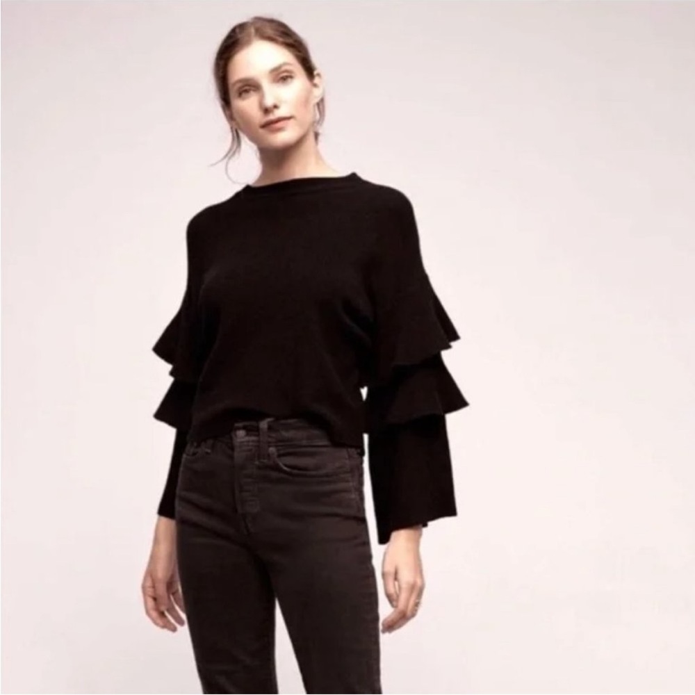 Asilio Black Ruffle Sleeve Sweater Small - Picture 1 of 9